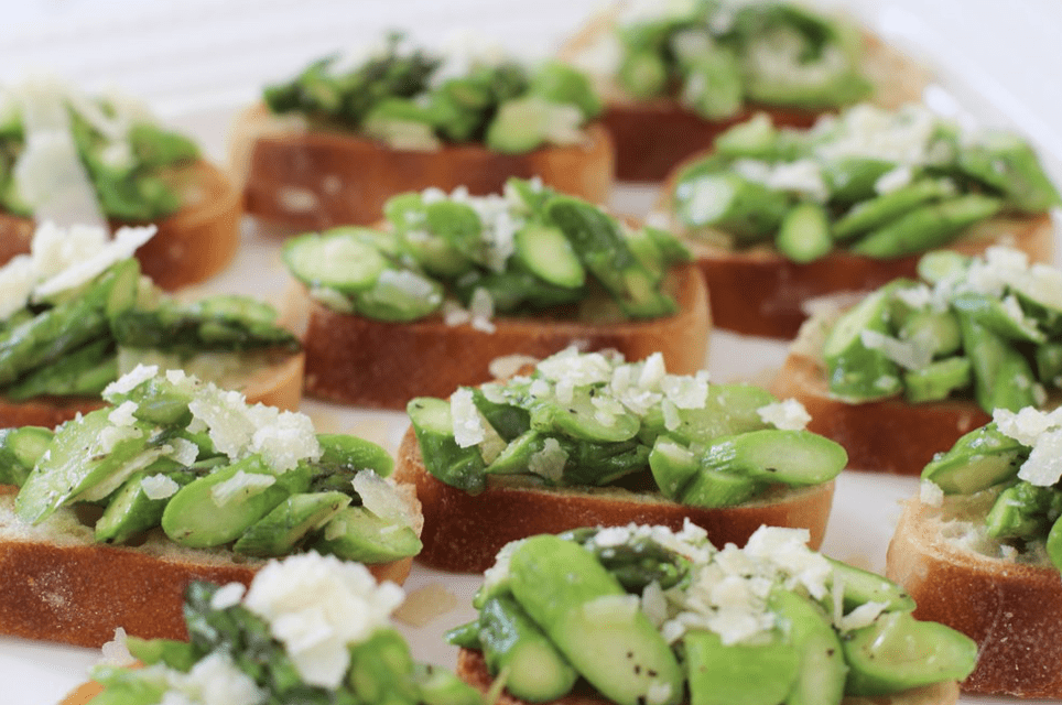 Asparagus Crostini with Parmesan Crisps Recipe, Ingredients & Directions